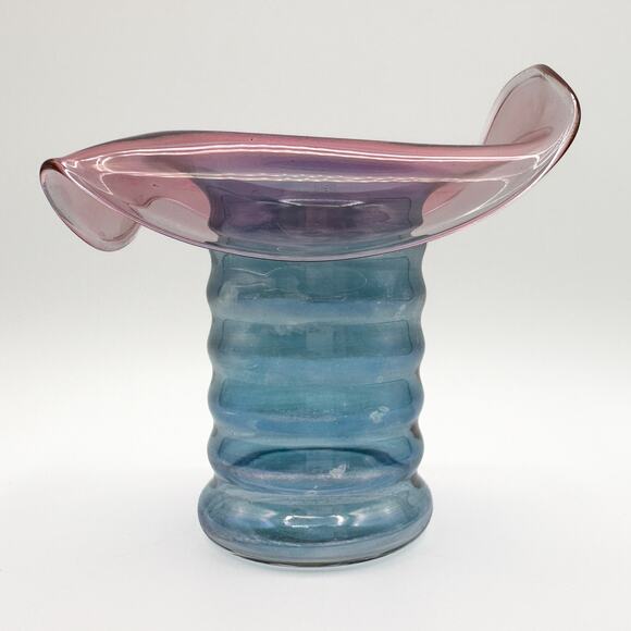 Dunbar Flint Glass Co. Aramis Whimsy Hat Vase Jack in the Pulpit Iridescent '30s - Picture 10 of 13